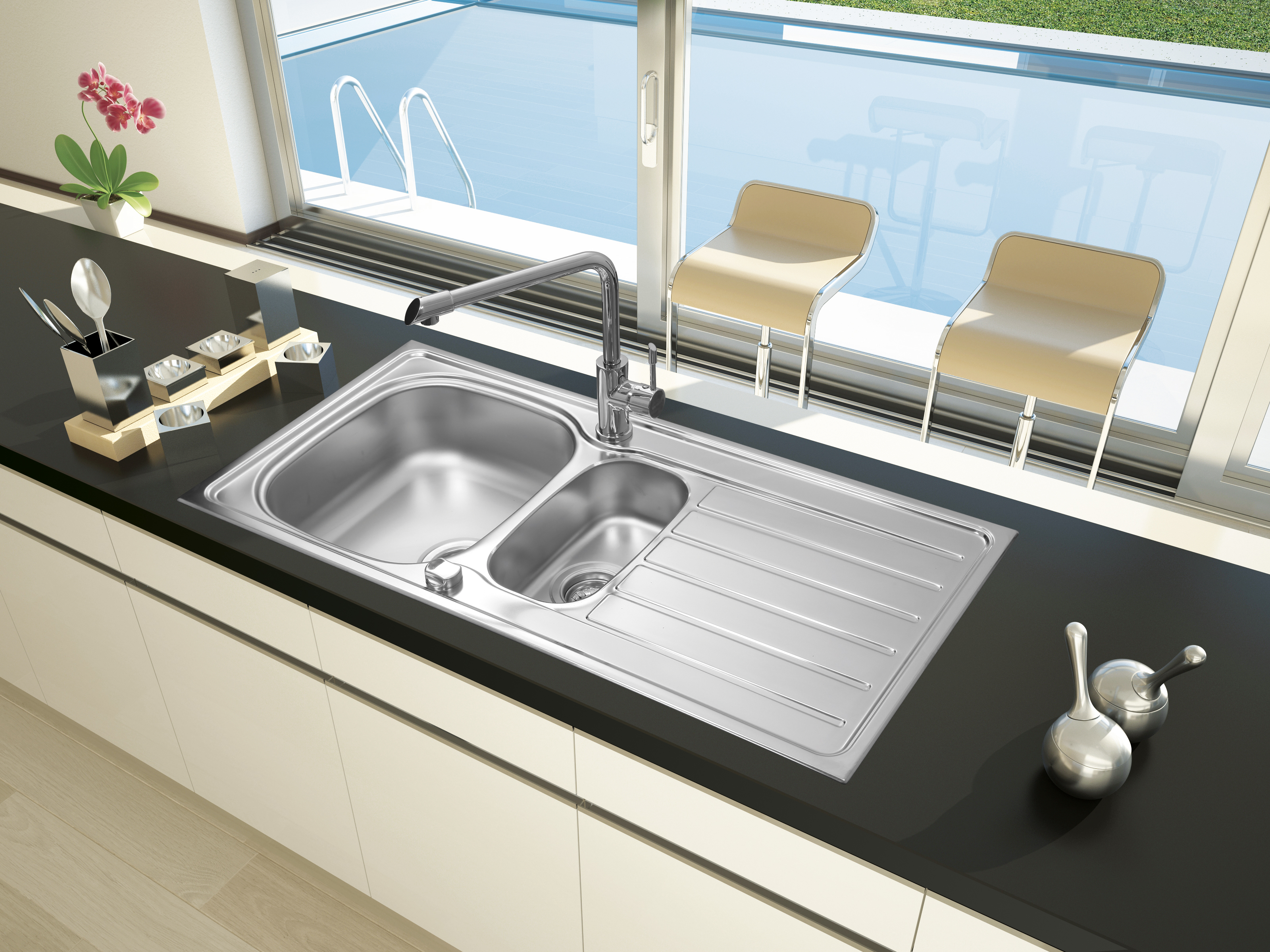 Spüle Edelstahlspüle Einbauspüle Küchenspüle Spülbecken Dallas 100 x 50